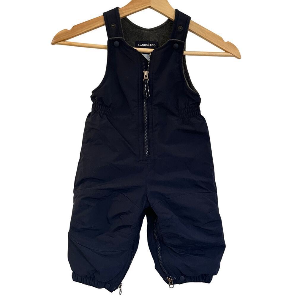 Lands' End Baby Navy Insulated Snow Bib Overalls Ski Pants 6-12M
